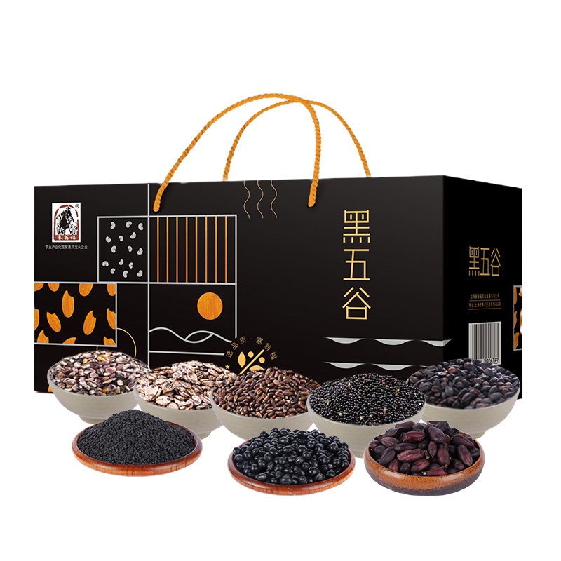 塞翁福 黑五谷杂粮礼盒 黑燕麦片黑芝麻黑糯米黑小麦仁黑豆黑玉米碴黑苦荞黑小米共2400g