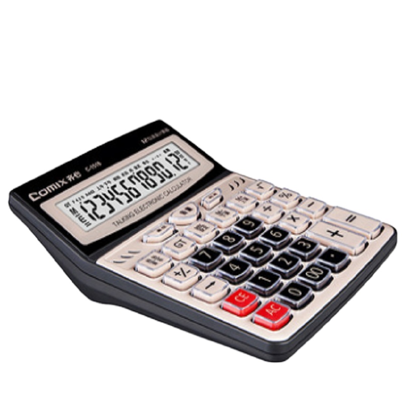齐心(COMIX) 计算器 土豪金语音12位商务办公商铺 C-1518 单台价格
