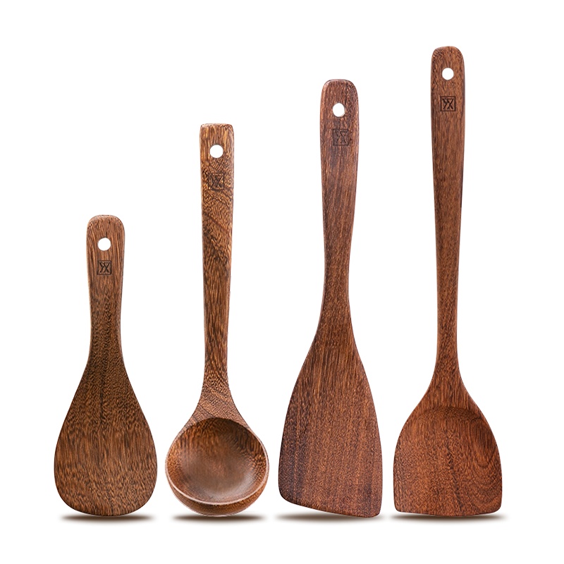 双枪鸡翅木木锅铲家用炒菜木铲子不粘锅专用木质长柄汤勺鸡翅木厨具四件套套装