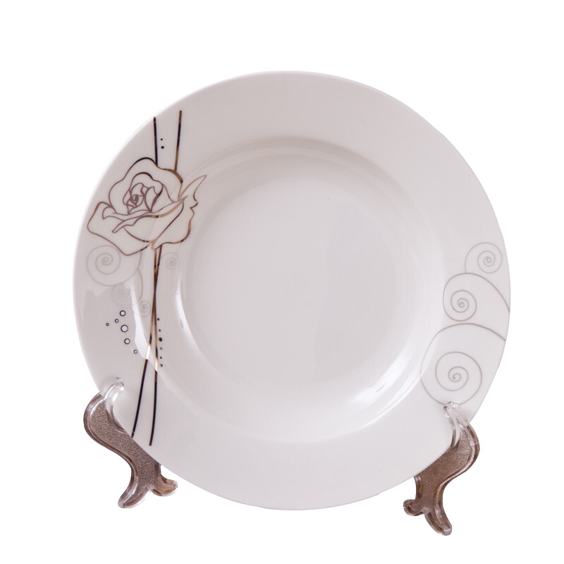 斯凯绨(Sky Top) 陶瓷盘子骨瓷餐盘菜盘6件装 8英寸永恒玫瑰汤盘