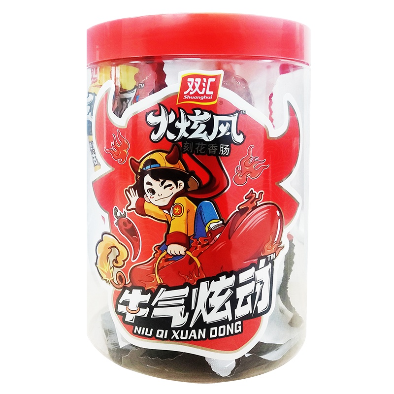 双汇火旋风火炫风刻花香肠48g*20支内加鸡脆骨剁椒火腿肠即食方便零食品年货