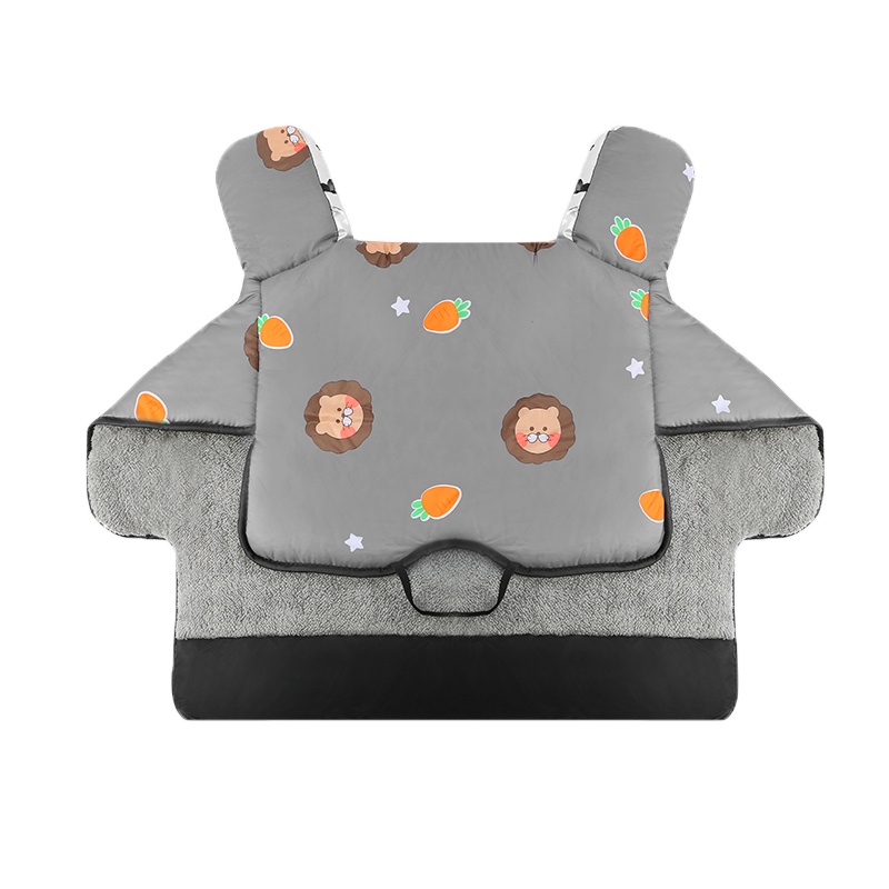 电动车挡风被冬季加绒加厚防水加大加宽电瓶车电车摩托车款防风罩 加厚-连体加绒内里-灰色狮子