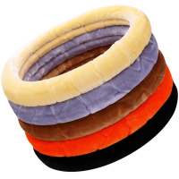 迈古(MG)[简约短绒-米色]汽车方向盘套冬季短毛绒把套通用型现代大众朗逸男女冬天保暖把套