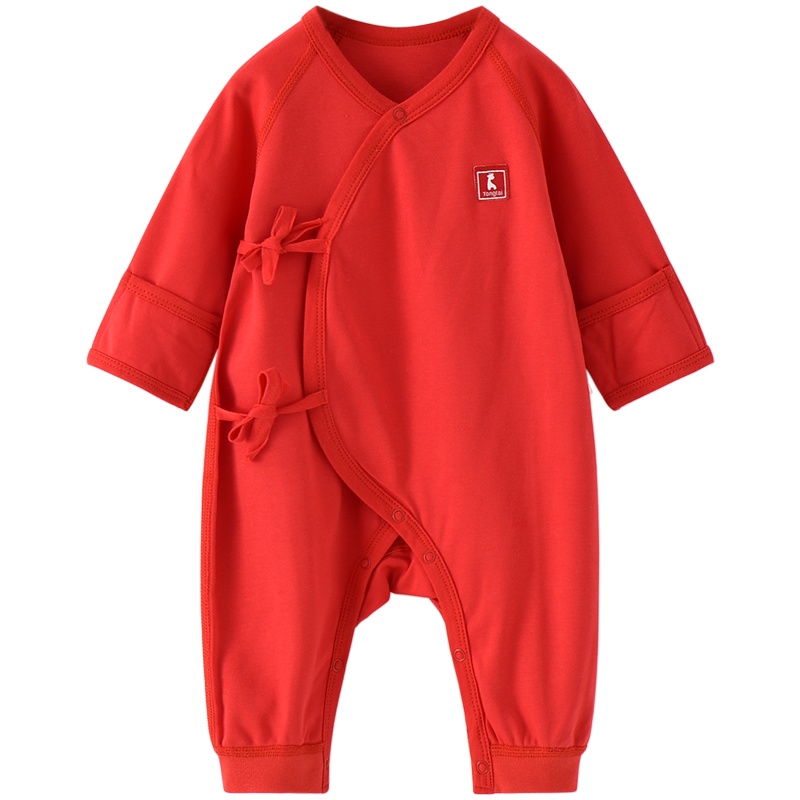 童泰(TONGTAI)2020年新款0-3月新生婴儿男女宝宝四季偏开连体蝴蝶衣纯棉系带哈衣