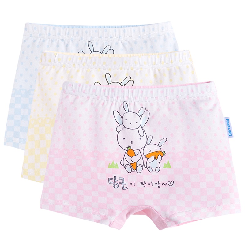 贝贝怡女童平角内裤儿童纯棉内裤宝宝四角短裤3条装173P343