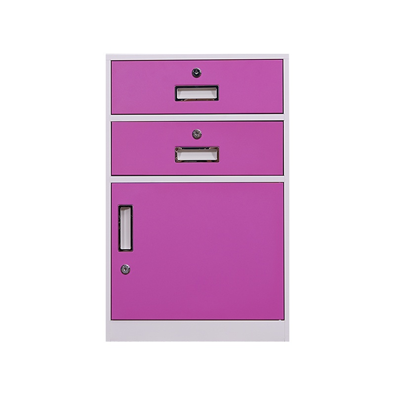 星岛办公桌下文件柜铁皮柜矮柜办公室落地工具抽屉储物桌边带锁小柜子二斗一门常规红色