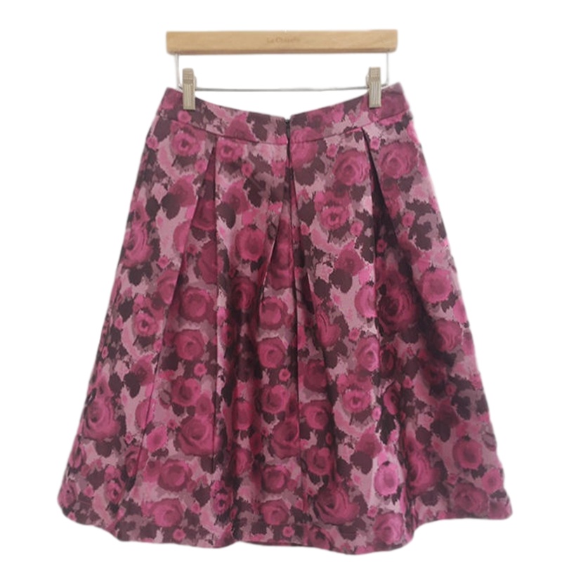 【福利款】拉夏贝尔ulifestyle半身裙女秋季新款韩版印花高腰显瘦a字中长裙