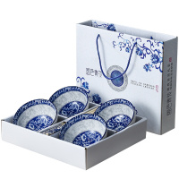 苏宁极物 青花瓷碗筷套装（四碗四筷） DX0087 高尔夫陶瓷碗套装（套）