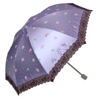 天堂伞 照水黑涤彩胶丝印蕾丝绣花二折晴雨伞太阳伞0632