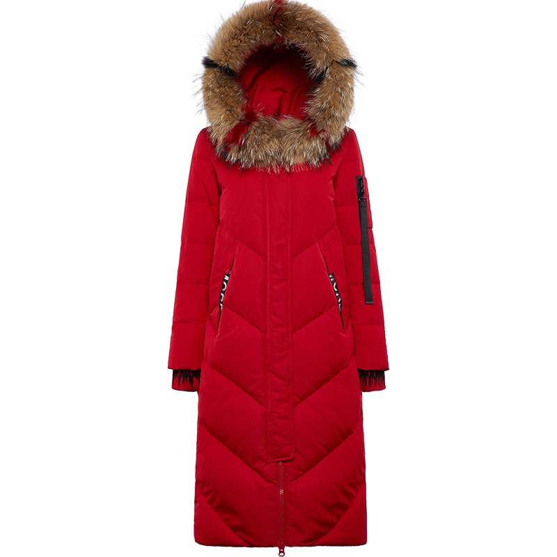 波司登冬季大毛领女士羽绒服2018连帽长款外套女潮