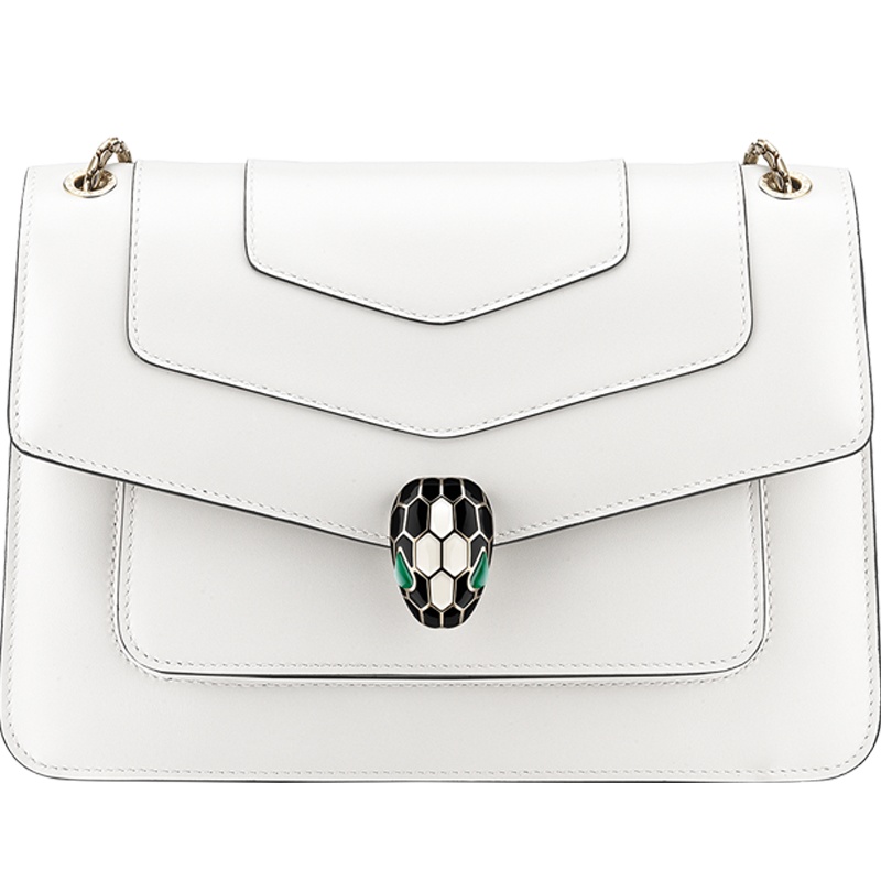 预售 宝格丽 BVLGARI Serpenti Forever 链条包小号 经典蛇头光面皮 女士手提包 290265金扣