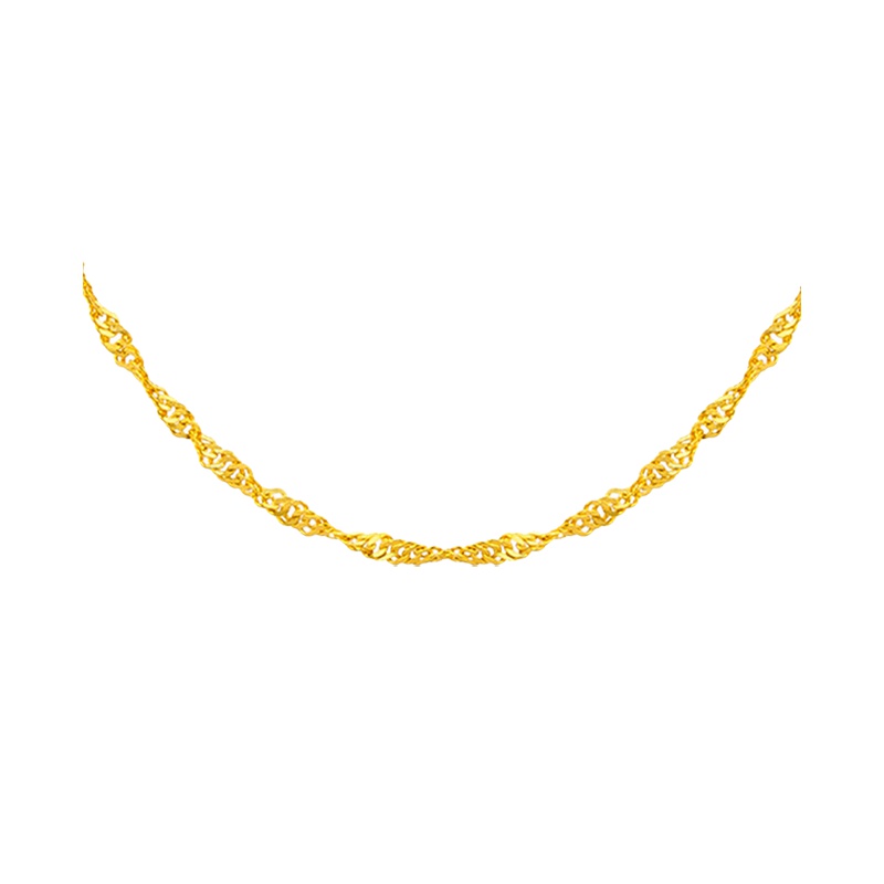 潮宏基 水波纹黄金项链女款足金配链单链 计价工费120元