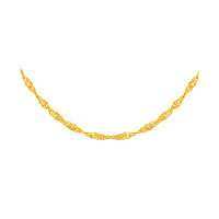 潮宏基 水波纹黄金项链女款足金配链单链 计价工费120元