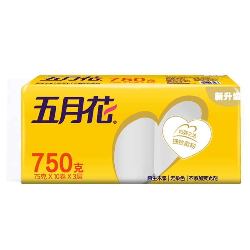 五月花 卷纸无芯 妇婴系列 3层75g10卷 卫生纸 厕纸 手纸 家用