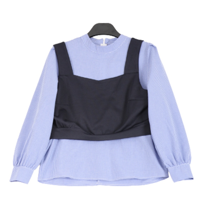 拉夏贝尔Laetia春款格子衬衫女马甲背心两件套装女911611884