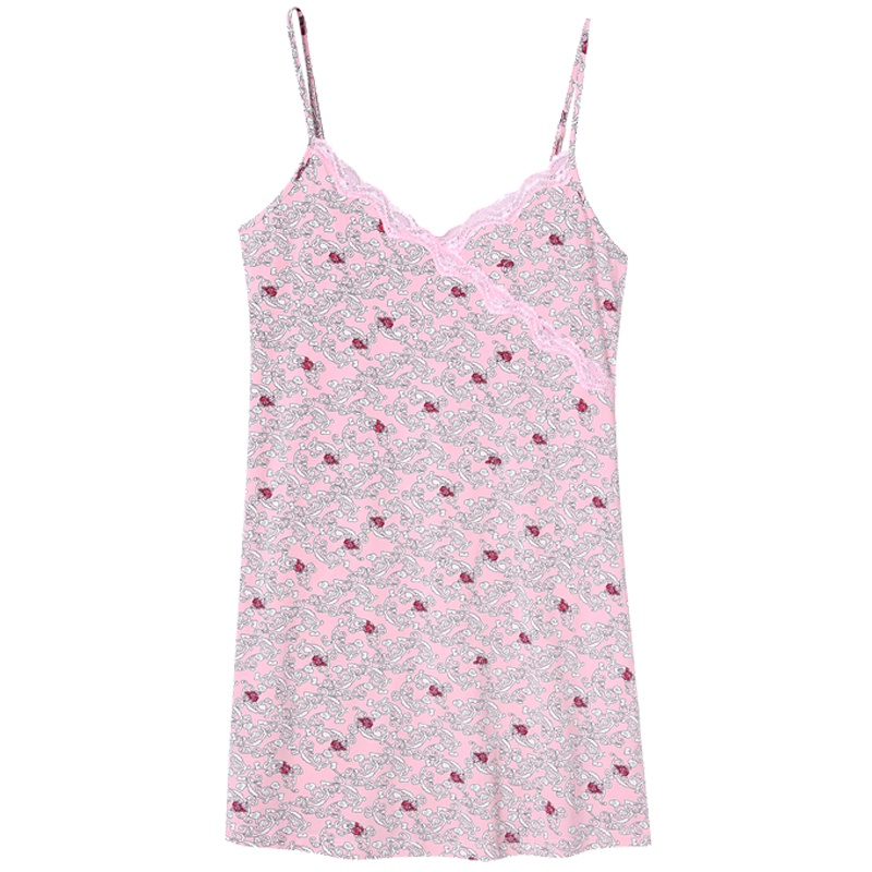 雪仙丽睡裙女士蕾丝花边时尚吊带装短连衣裙莫代尔睡衣家居服