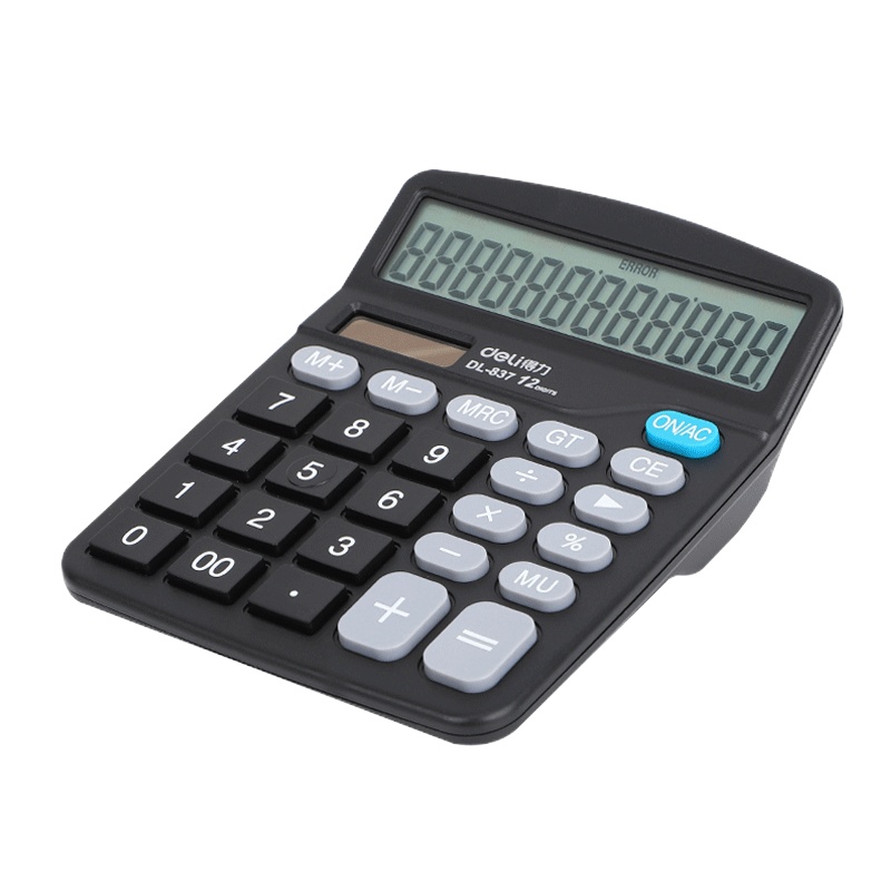得力 双电源12位宽屏财务桌面计算器 经典款837ES 单个装