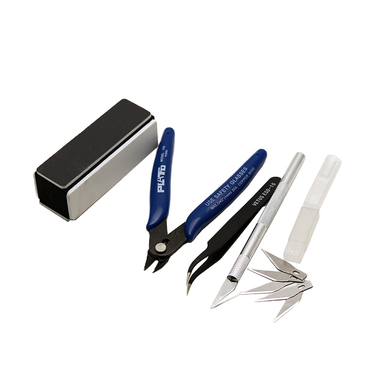 模型工具套装水口钳笔刀镊子打磨闪电客器新手素组拼装制作工具 新手入门4件套