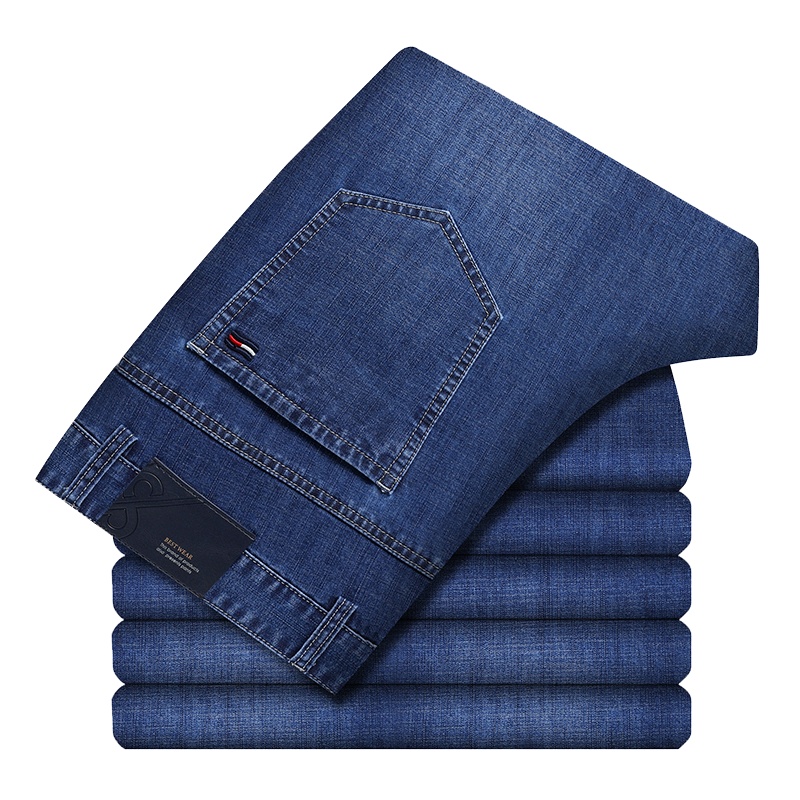 恒源祥牛仔裤男士2021夏季新款中年直筒棉男裤商务休闲下装