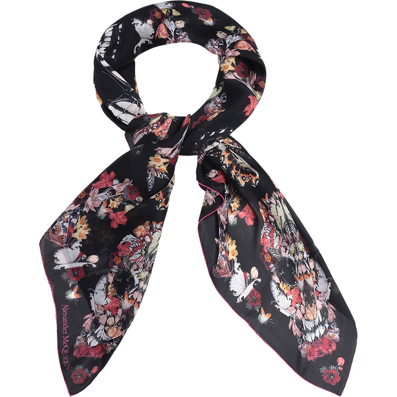 ALEXANDER MCQUEEN 亚历山大·麦昆 女士 桑蚕丝方巾丝巾围巾 639612 3011Q