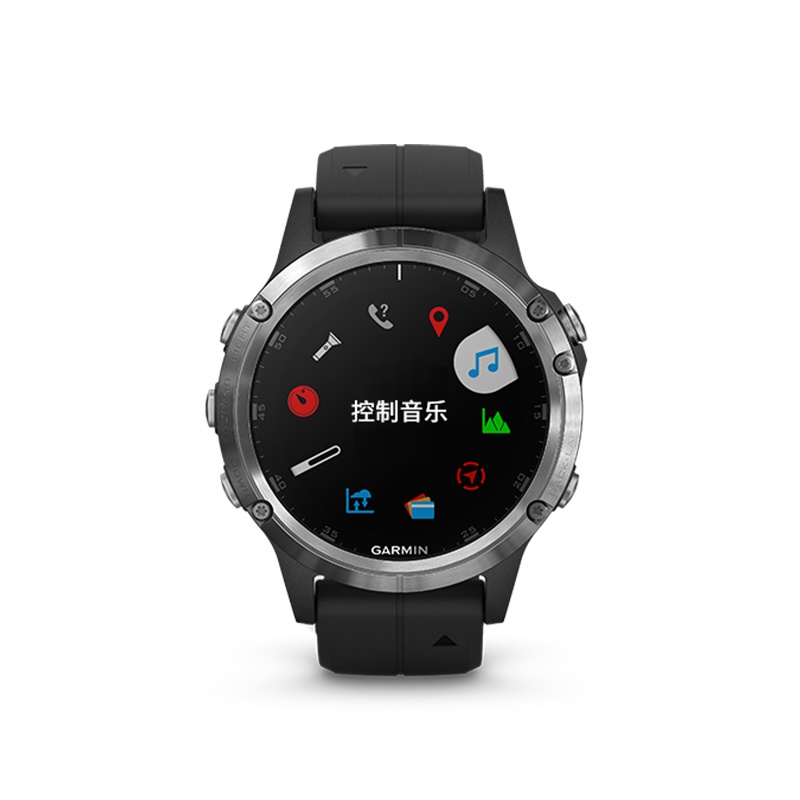 佳明GARMIN飞耐时5Plus心率音乐NFC高尔夫GPS户外运动导航功能手表防水深度值100m(黑色银框)