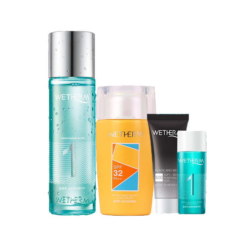 温碧泉WETHERM透清莹防晒乳spf32+润透保湿精华水1号水保湿补水防晒隔离女各种肤质