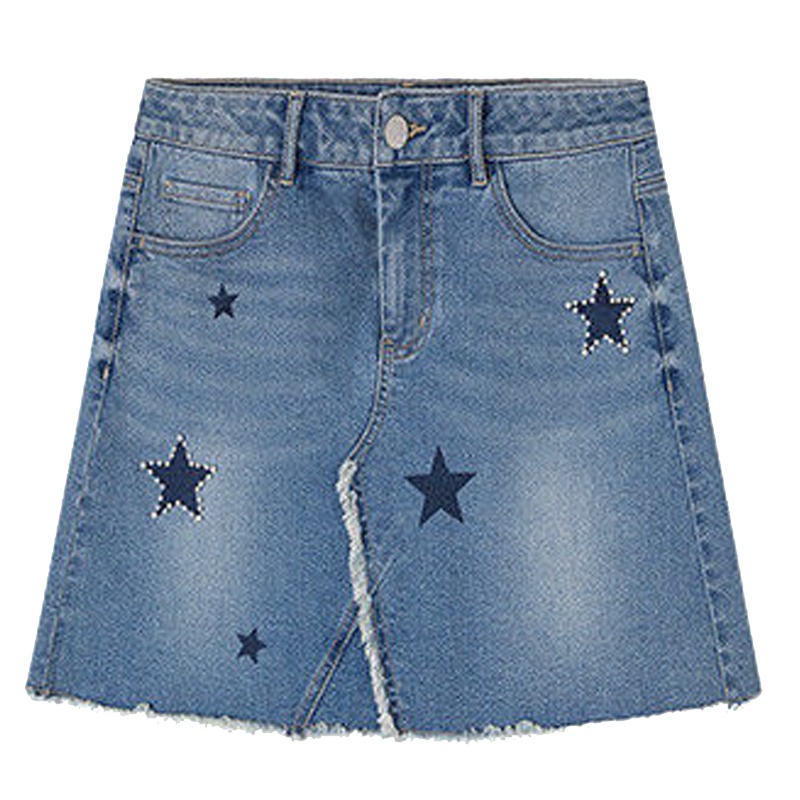 【专柜同款】拉夏贝尔旗下拉贝缇秋女修身短裙牛仔裙百搭A字裙半截裙60007219