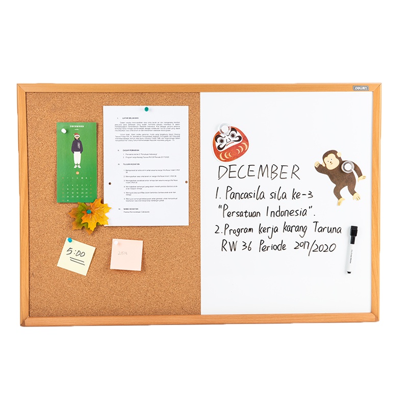 得力软木板照片墙 美术展示宿舍宜家主题装饰布告栏 水松毛毡通知告示板 幼儿园宣传背景记事图钉留言板 8753