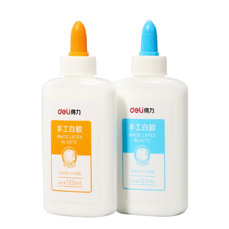 得力(deli)9072手工白胶学生手工课diy胶水120ml手工胶水PVAC材质无甲醛白乳胶水液体胶白胶可水洗2瓶装