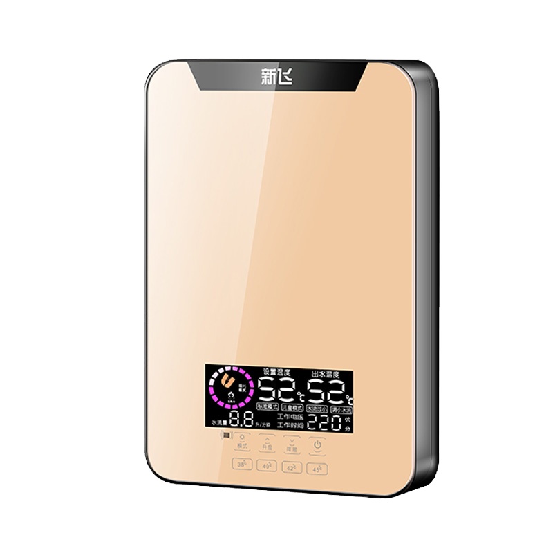 新飞(Frestec)电热水器 即热式电热水器 家用公寓卫生间小型淋浴加热宝即开即热恒温变频XFJDL-60YA金色