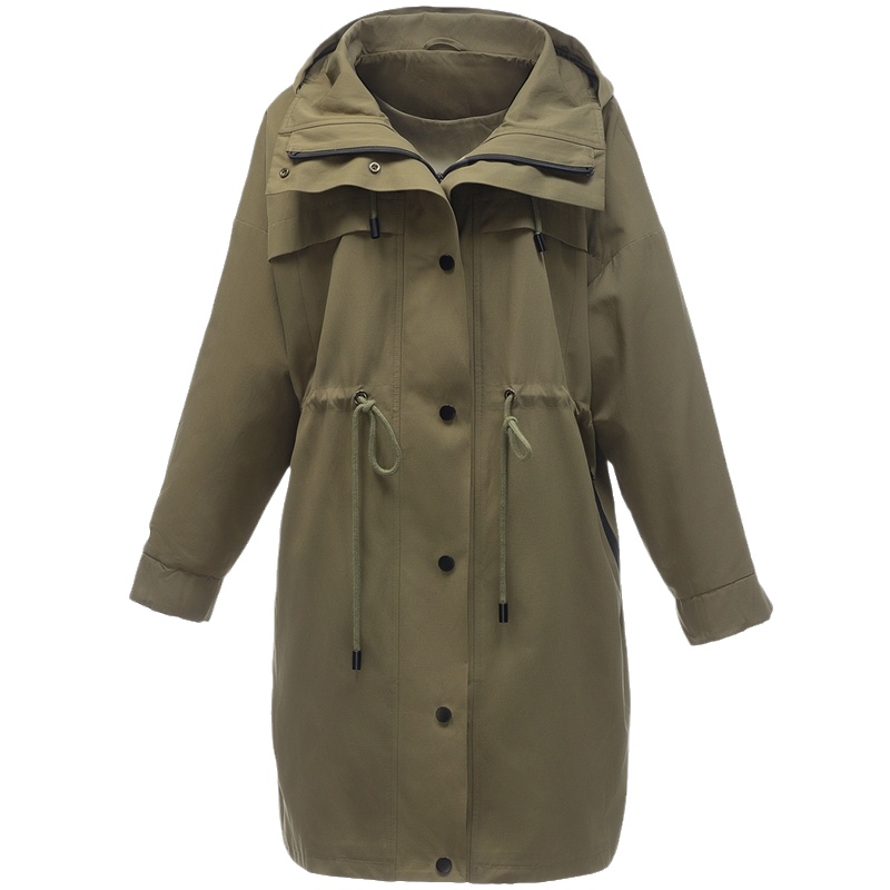 爱号风衣女2021年春秋新款韩版休闲宽松收腰显瘦时尚原创连帽外套