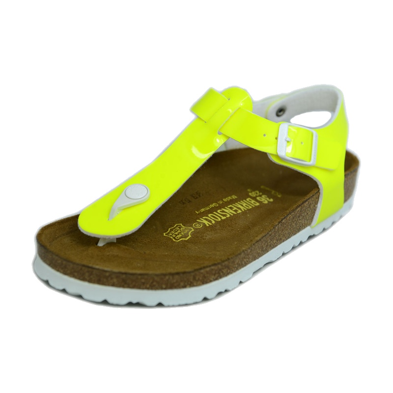 德国制造勃肯Birkenstock水松木女士人字凉拖Kairo漆皮荧光色.