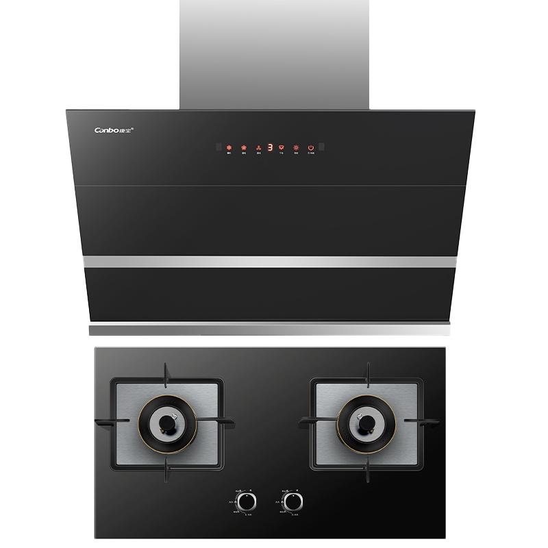 康宝(Canbo)抽油烟机灶具套装 大吸力侧吸油烟机 挥手智控自动清洗 脱排烟灶套装BE209X+QB323天然气