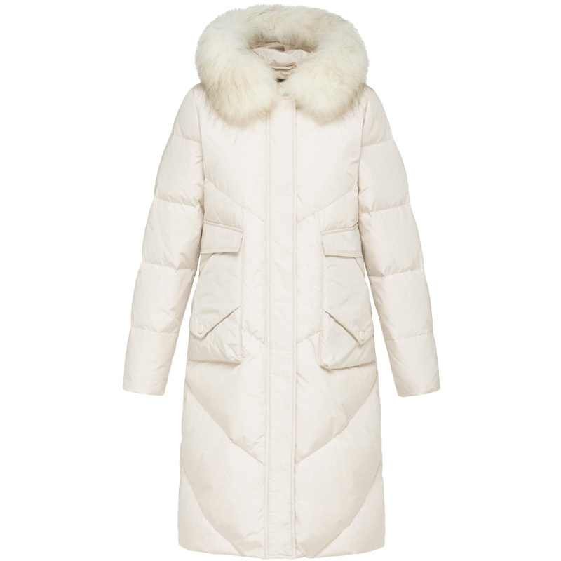 鸭鸭2019秋冬新款长款羽绒服女韩版连帽加长过膝冬-521614