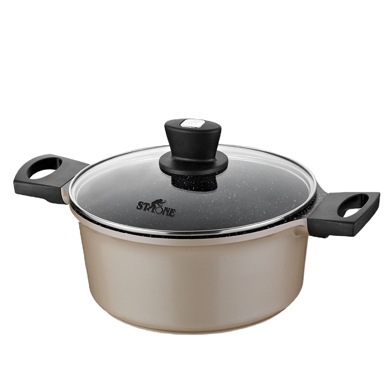 司顿 24CM麦饭石色铝铸不粘汤锅 STH073