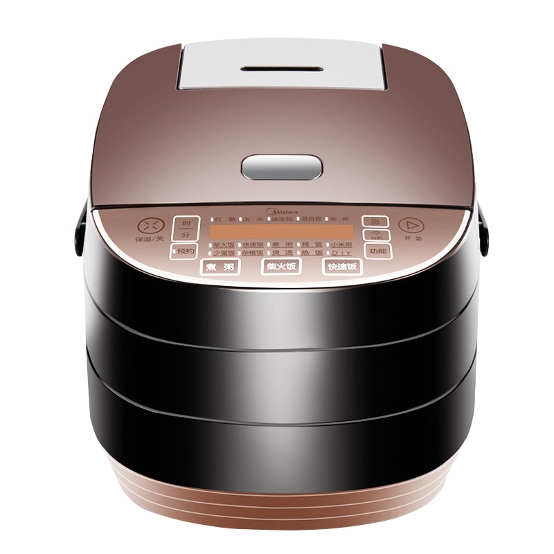 美的智能电饭煲家用4L升多功能WIFI大容量钛金内胆电饭锅3-6人 棕黑色精钢鼎釜 WFZ4023XM