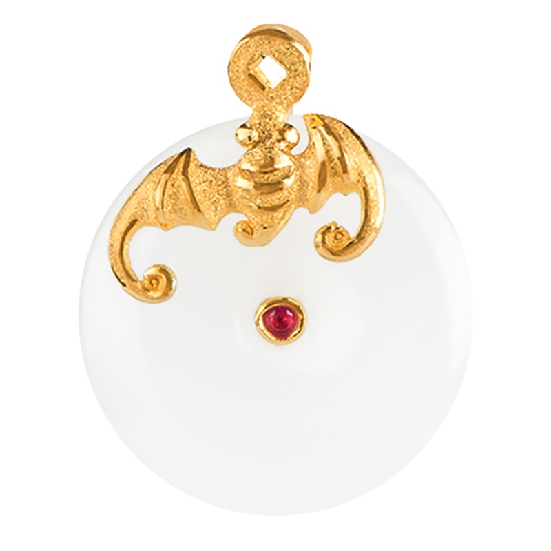 金一足金福从天降女士款和田玉吊坠赠银链（定价） ZJDZ024