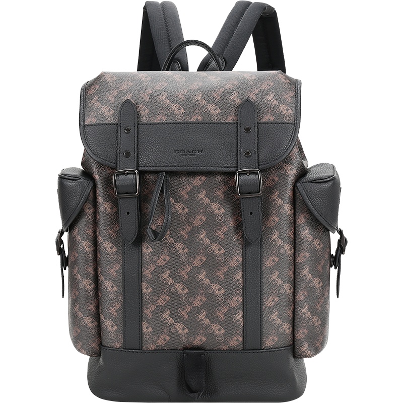 COACH 蔻驰 男士专柜款HITCH系列涂层帆布/皮革/织物双肩包 4072