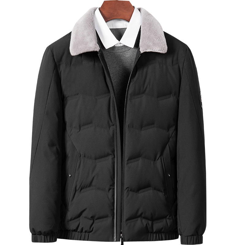 雅鹿男装秋冬男士纯绵羊毛翻领商务休闲保暖外套WD67U0604