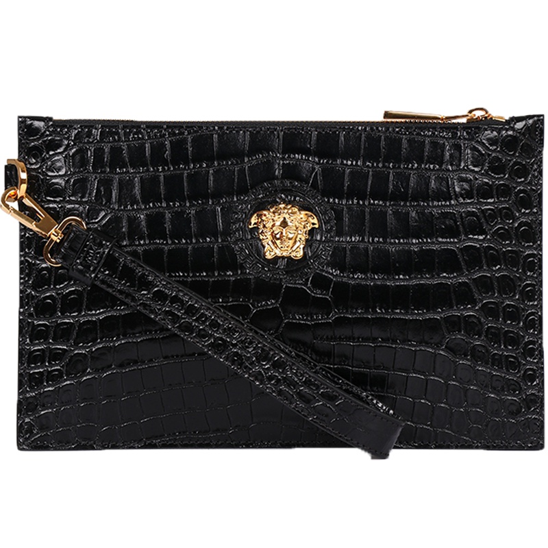 VERSACE 范思哲 男士皮革压纹美杜莎头像徽标手拎包手包 DP84725 DCOV5