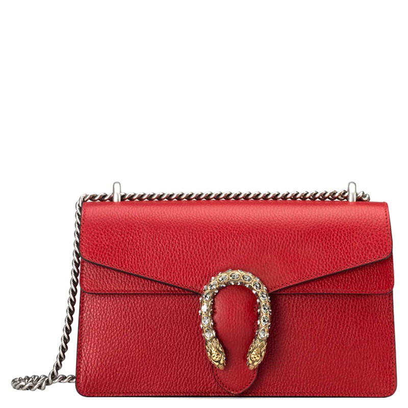 [直营]GUCCI 古驰 Dionysus系列女士红色皮革单肩包斜挎包 女包