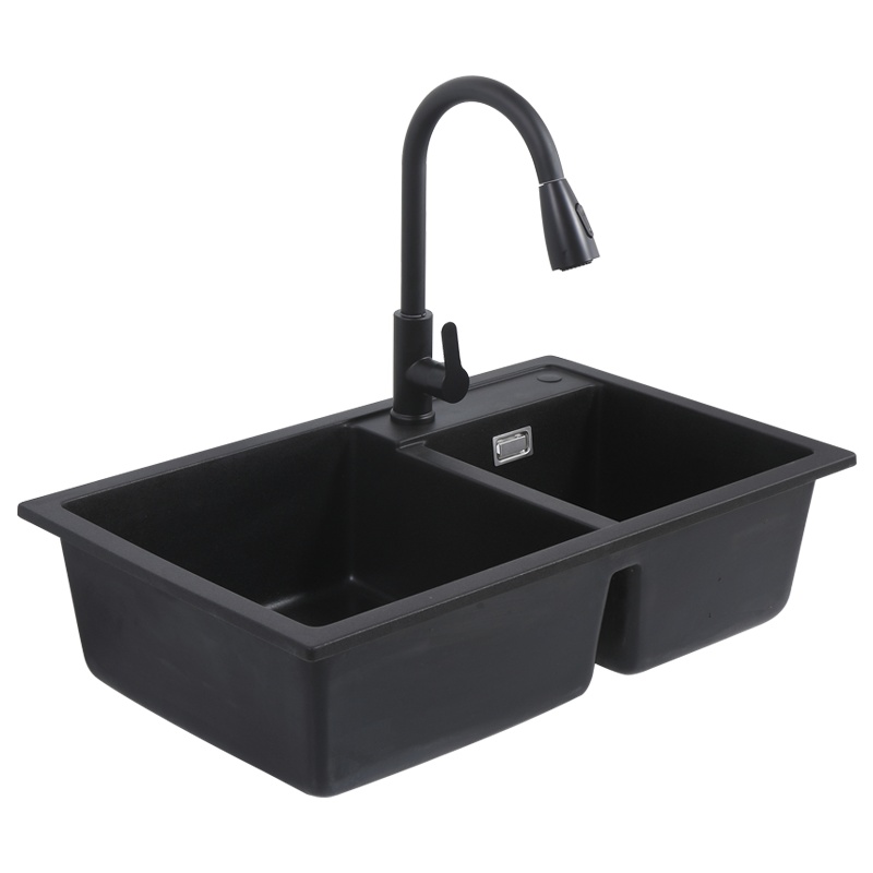 爱家生活 黑色纳米厨房双槽水槽304不锈钢手工洗菜盆家用洗碗槽加厚洗菜池