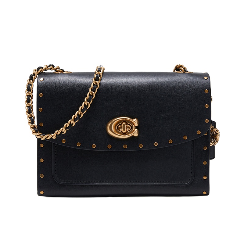 2020新款 COACH 蔻驰 18系列女士PARKER牛皮拼接铆钉斜跨单肩包
