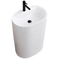时尚家装陶瓷卫生间洗手盆落地式立柱式洗脸盆一体立柱盆洗脸盆阳台洗手台 放心购安心抵