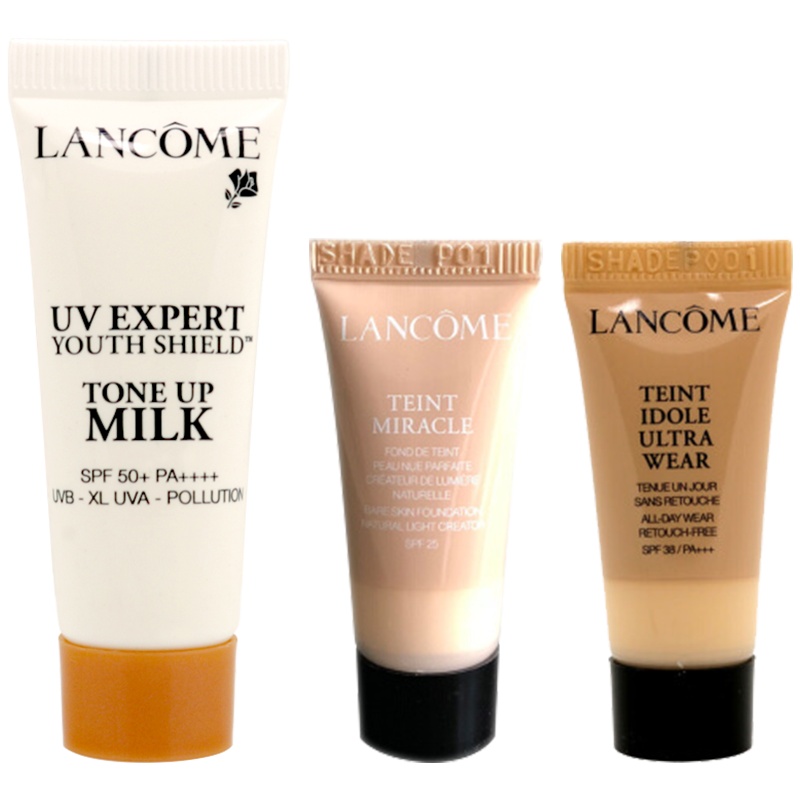 兰蔻(LANCOME新奇迹薄纱粉底液 P-01 5ml+兰蔻持妆轻透粉底液5ml PO-01+兰蔻轻透防晒素颜乳10ml