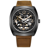 海鸥(SEAGULL)手表 锋芒系列 酒桶型皮带镂空透底自动机械男表849.27.6094K