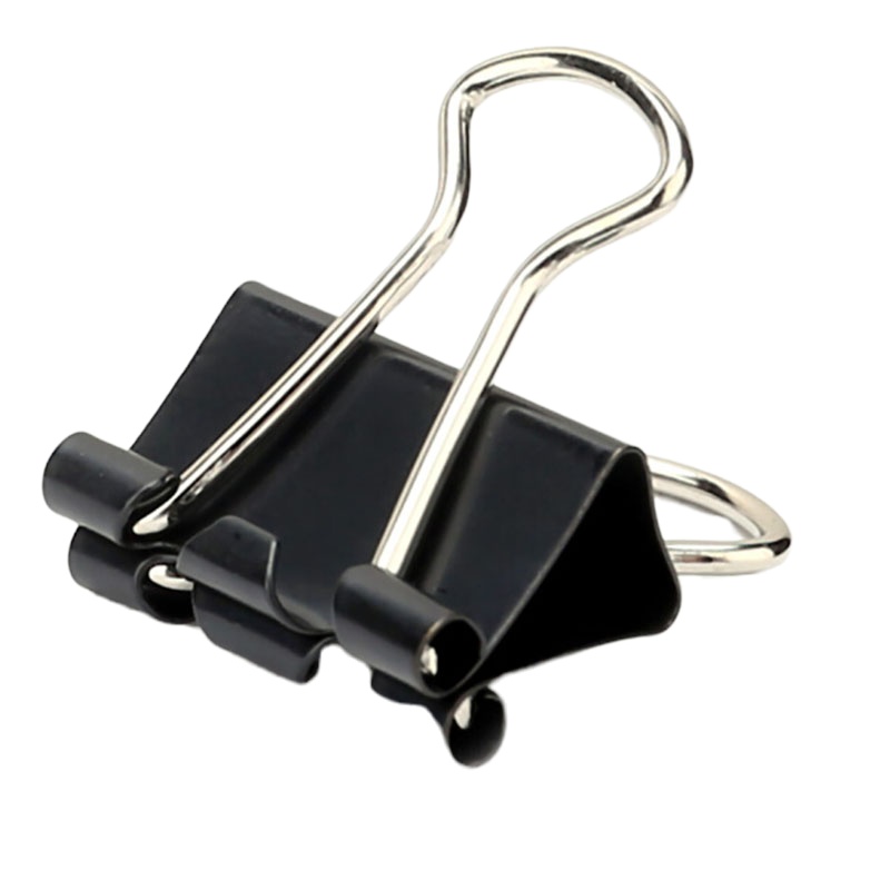 得力 (deli) 8566 15mm长尾夹票夹 小号金属燕尾夹票据夹子黑色 60只-筒