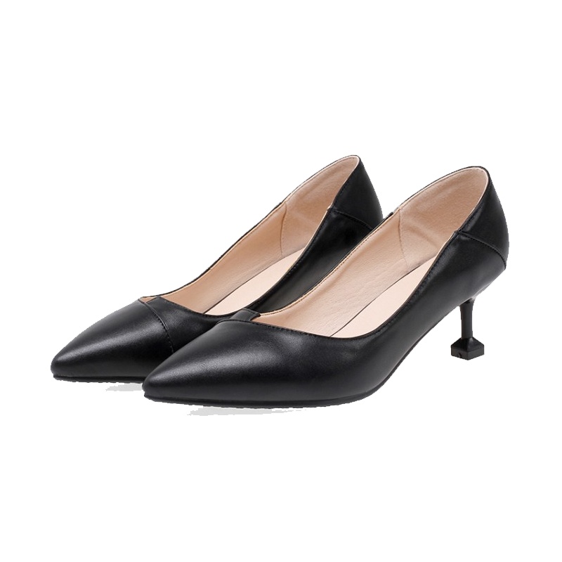 Tiauny 大码女鞋41一43适合脚宽肥的女鞋细跟单鞋40码中跟尖头胖MM百搭a3----1