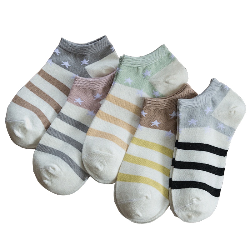 袜子女短袜船袜女低帮夏季薄浅口学生韩国防臭条纹可爱隐形女袜