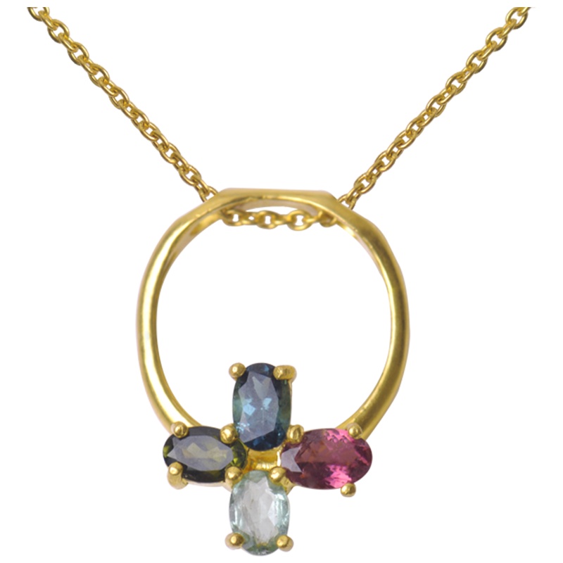 梦克拉 Mkela 足金项链碧玺戒指吊坠两用 一款多戴 精彩 足金镶碧玺吊坠戒指女 送恋人 吊坠 黄金 定价